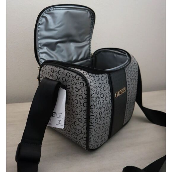 Guess RCS9478069 Black Multi Monogram Suma Travel Insulated Lunch Box w/Strap - Picture 7 of 8